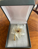 Vintage Rock Crystal Diamonds 18 Carats Yellow Gold Lilly Brooch
