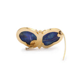 Lapis-Lazuli Jasper 18K Yellow Gold Butterfly Brooch