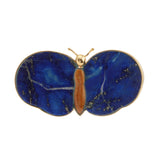 Broche Papillon Lapis-Lazuli Jaspe Or Jaune 18 Carats