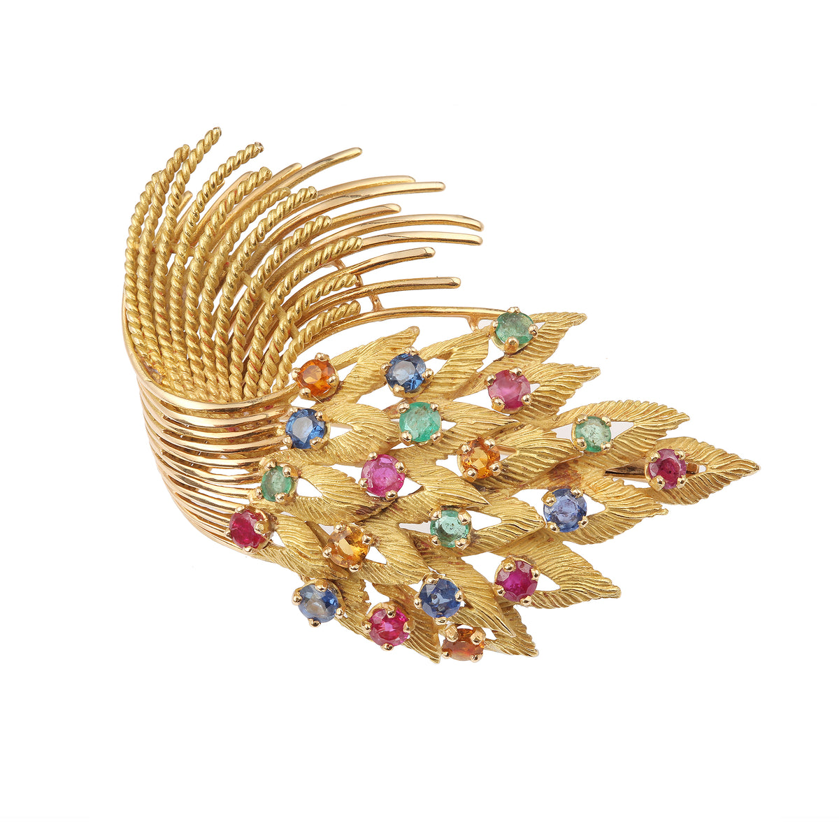 Broche Bijou Rétro Ovale Couleur Or Avec Pierre Naturelle Rose - Déco Vintage - Occasion - *4875