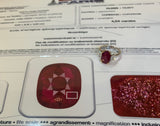 Certified Unheated Mozambique 4.04 Carats Ruby Diamonds 18K White Gold Ring