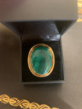 Bague Vintage Cabochon Malachite Or Jaune 18 Carats