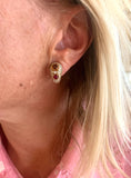 Boucles d’Oreilles Rétro Clip Citrines Rubis Diamants Or Jaune 18 Carats