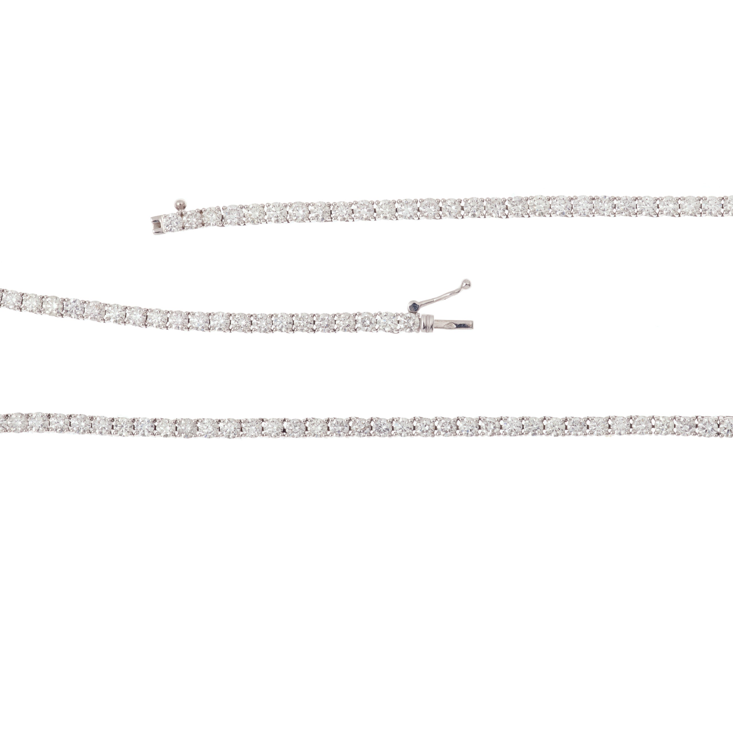 Collier Rivière Diamants 10.15 Carats Or Gris 18 Carats