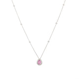 Collier Saphir Rose Poire Diamants Or Gris 18 Carats