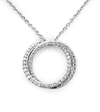 Two Circles Pave Necklace Diamonds 18K White Gold