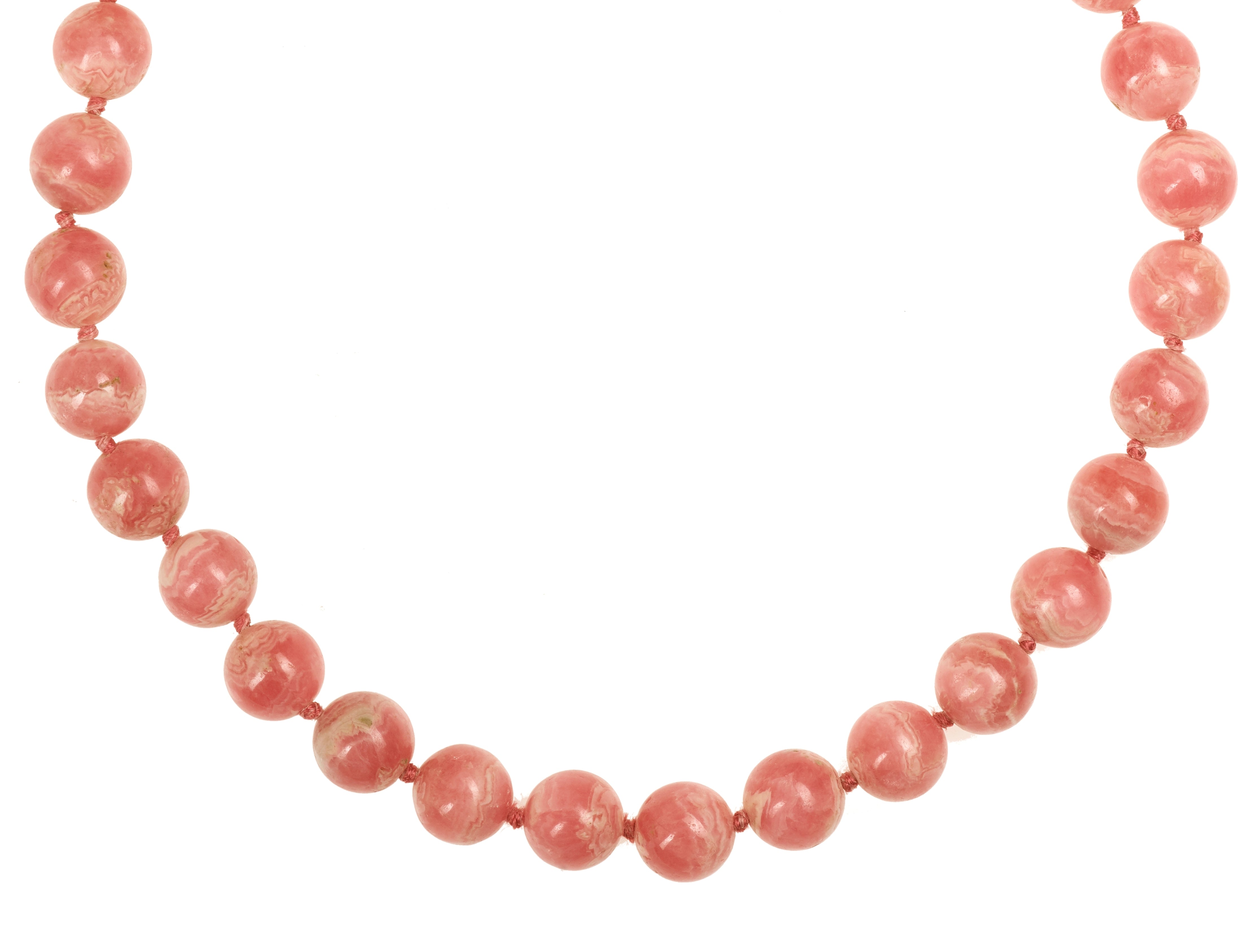 Rhodochrosite 18 Carats Yellow Gold Balls And Clasp Necklace