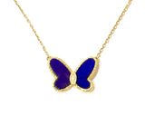 Van Cleef & Arpels Vintage Lapis-Lazuli Diamond 18 Carat Yellow Gold Butterfly Necklace 