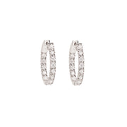1.06 Carats Diamonds 18 Carat White Gold Hoop Earrings