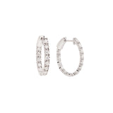 1.06 Carats Diamonds 18 Carat White Gold Hoop Earrings