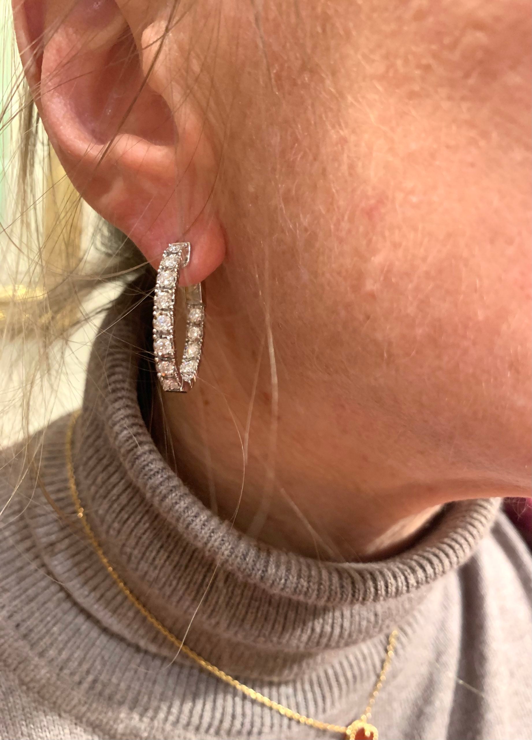 Boucles d'Oreilles Demi-Créoles en Or et Diamant