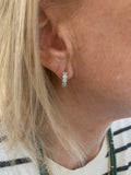 Boucles d’Oreilles Créoles Pavées De 0,42 Carats Diamants Or Gris 18 Carats