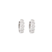 Boucles d’Oreilles Créoles Pavées De 0,42 Carats Diamants Or Gris 18 Carats