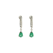 Paire de Dormeuses Emeraudes Diamants Or Gris 18 Carats