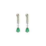 Paire de Dormeuses Emeraudes Diamants Or Gris 18 Carats