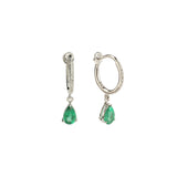 Paire de Dormeuses Emeraudes Diamants Or Gris 18 Carats