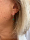 Paire de Dormeuses Emeraudes Diamants Or Gris 18 Carats
