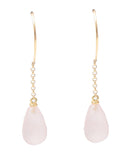 Pink quartz 18K yellow gold drops earrings