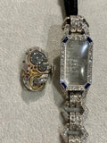 Montre Art Déco Platine Diamants Mouvement Zenith