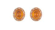 Boucles d'Oreilles Grenat Spessartite Saphirs Orange diamants Or rose 18 Carats