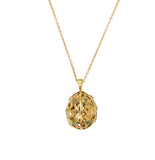 Egg-Shaped Emeralds Diamonds 18K Yellow Gold Pendant