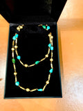 Sautoir Vintage Turquoises Or Jaune 18 Carats