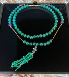 Sautoir Pompon Chrysoprase Améthyste Or Jaune 18 Carats