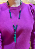 Sautoir Pompon Chrysoprase Améthyste Or Jaune 18 Carats