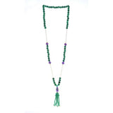 Sautoir Pompon Chrysoprase Améthyste Or Jaune 18 Carats