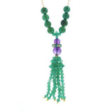 Sautoir Pompon Chrysoprase Améthyste Or Jaune 18 Carats
