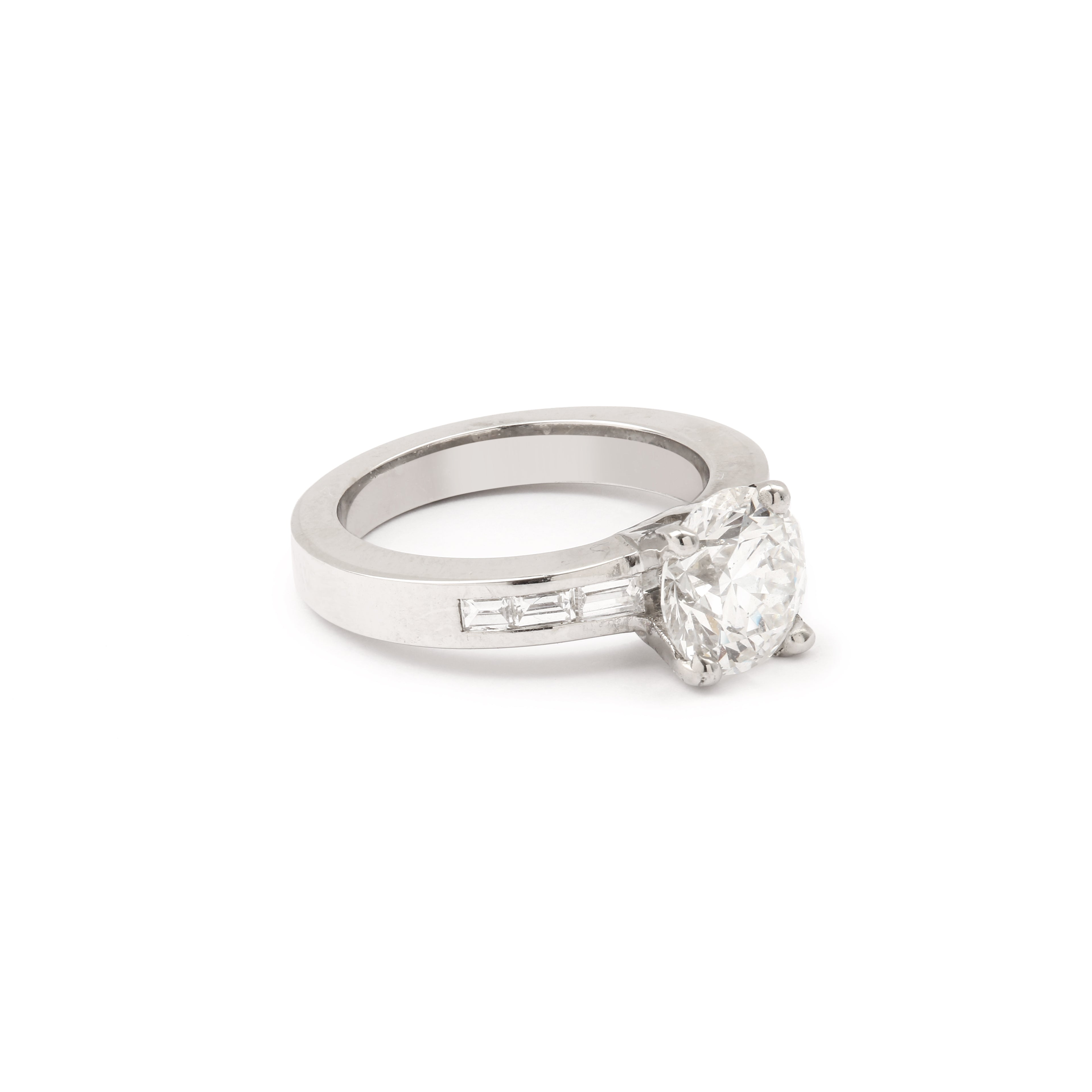 Bague Solitaire Diamant 2 Carats Or Gris 18 Carats (Certificat)