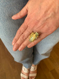 Vintage Yellow Rough Beryl Diamonds 18 Carats Yellow Gold Ring