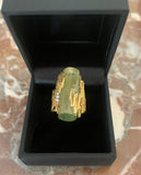 Vintage Yellow Rough Beryl Diamonds 18 Carats Yellow Gold Ring
