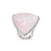 Bague morganite 60 carats Diamants Or Gris 18 Carats
