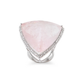 Bague morganite 60 carats Diamants Or Gris 18 Carats
