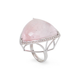 Bague morganite 60 carats Diamants Or Gris 18 Carats