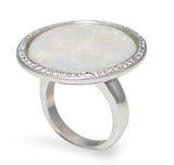 10 Carats Round Opal Diamonds 18K White Gold Ring