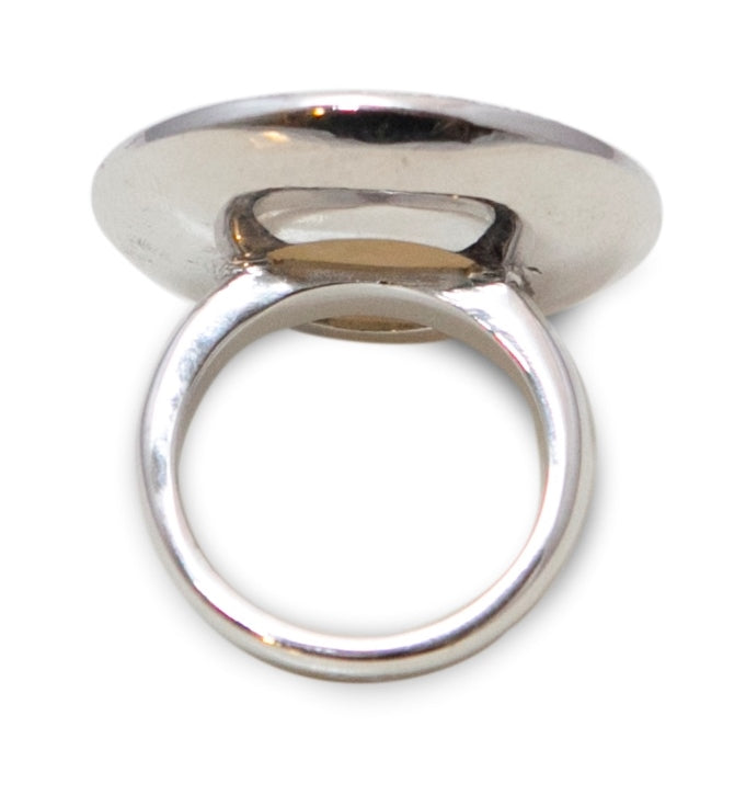 10 Carats Round Opal Diamonds 18K White Gold Ring
