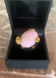 Criso Pink Opal Cabochon 18 Carats Yellow Gold Ring