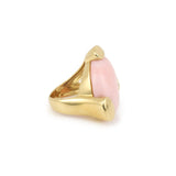 Criso Pink Opal Cabochon 18 Carats Yellow Gold Ring