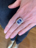 Certified 4.5 Carats Unheated Ceylon Sapphire Diamonds 18 Carats White Gold Daisy Ring