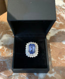 Certified 4.5 Carats Unheated Ceylon Sapphire Diamonds 18 Carats White Gold Daisy Ring