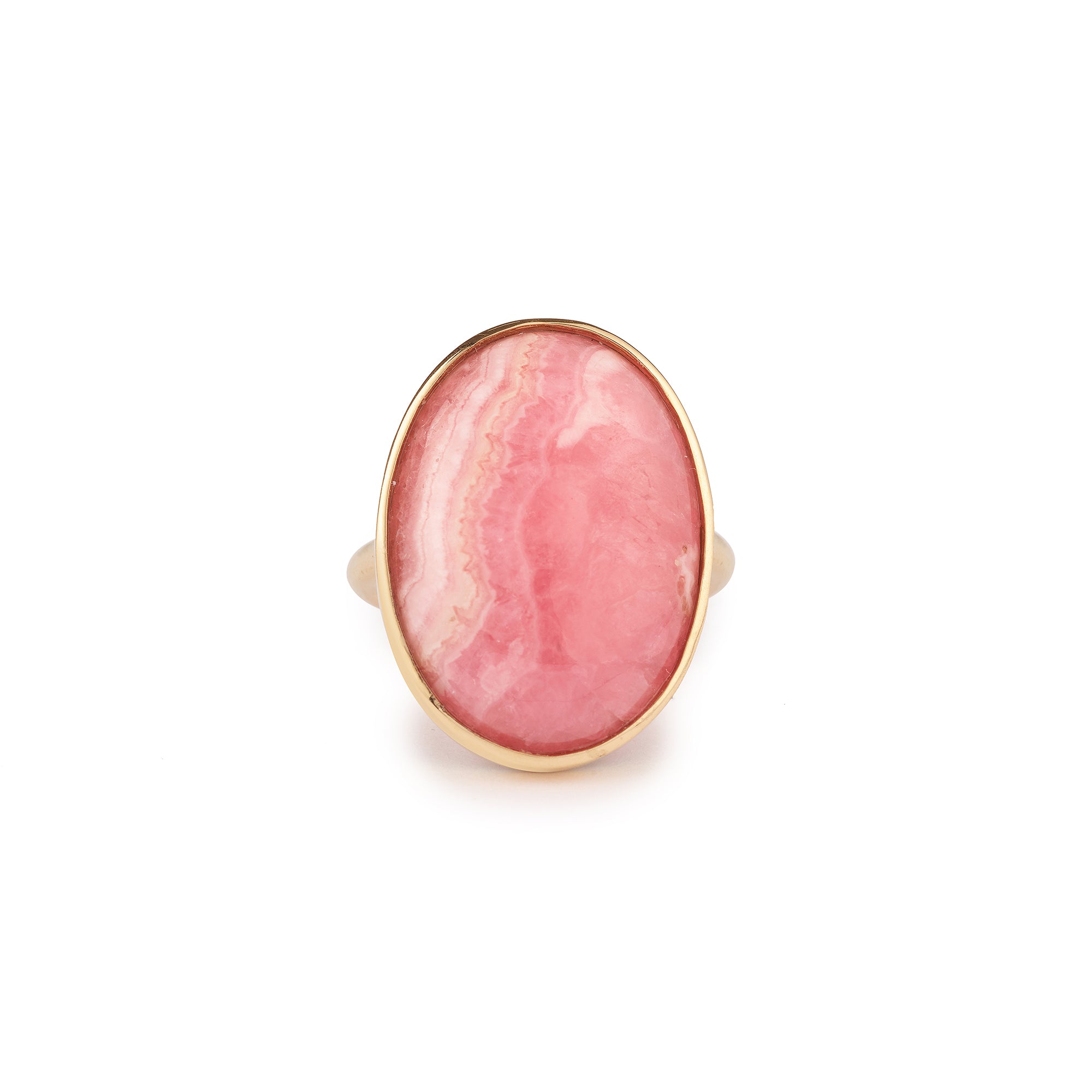 Bague Rhodochrosite 21 Carats Or Jaune 18 Carats