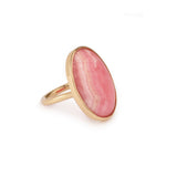 21 Carats Rhodochrosite 18 Carats Yellow Gold Ring