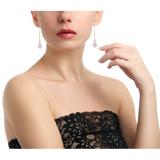 Boucles d’Oreilles Gouttes Quartz Rose Or Jaune 18 carats
