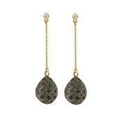 Drops Sapphires Diamonds 18k and Silver Yellow Gold Earrings