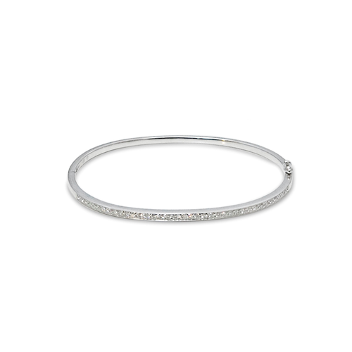 18K White Gold Diamonds Demi-Paved Bangle Bracelet