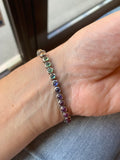 15 Carat Rainbow Sapphire In-Line Tennis Bracelet 18 Karat White Gold