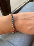 15 Carat Rainbow Sapphire In-Line Tennis Bracelet 18 Karat White Gold