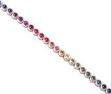 15 Carat Rainbow Sapphire In-Line Tennis Bracelet 18 Karat White Gold